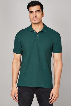 solid cotton regular fit mens t-shirt - emerald
