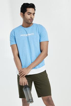 solid cotton regular fit mens t-shirt - ice blue
