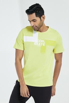 solid cotton regular fit mens t-shirt - lime green