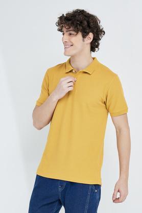 solid cotton regular fit mens t-shirt - mustard