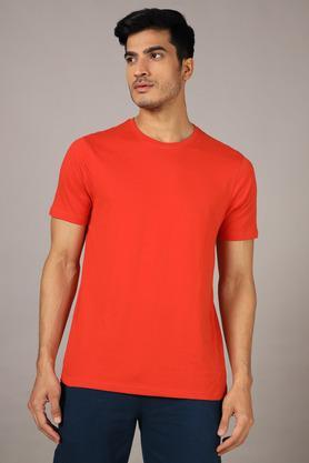 solid cotton regular fit mens t-shirt - orange