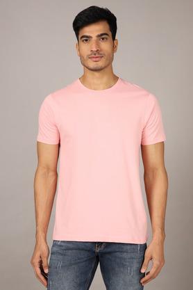 solid cotton regular fit mens t-shirt - pink
