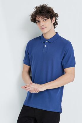 solid cotton regular fit mens t-shirt - riverside blue
