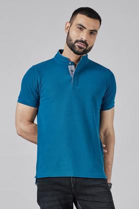 solid cotton regular fit mens t-shirt - teal