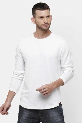 solid cotton regular fit mens t-shirt - white