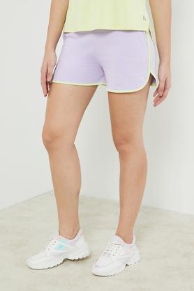 solid cotton regular fit women's shorts - lilac
