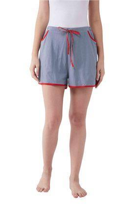 solid cotton regular fit womens shorts - grey