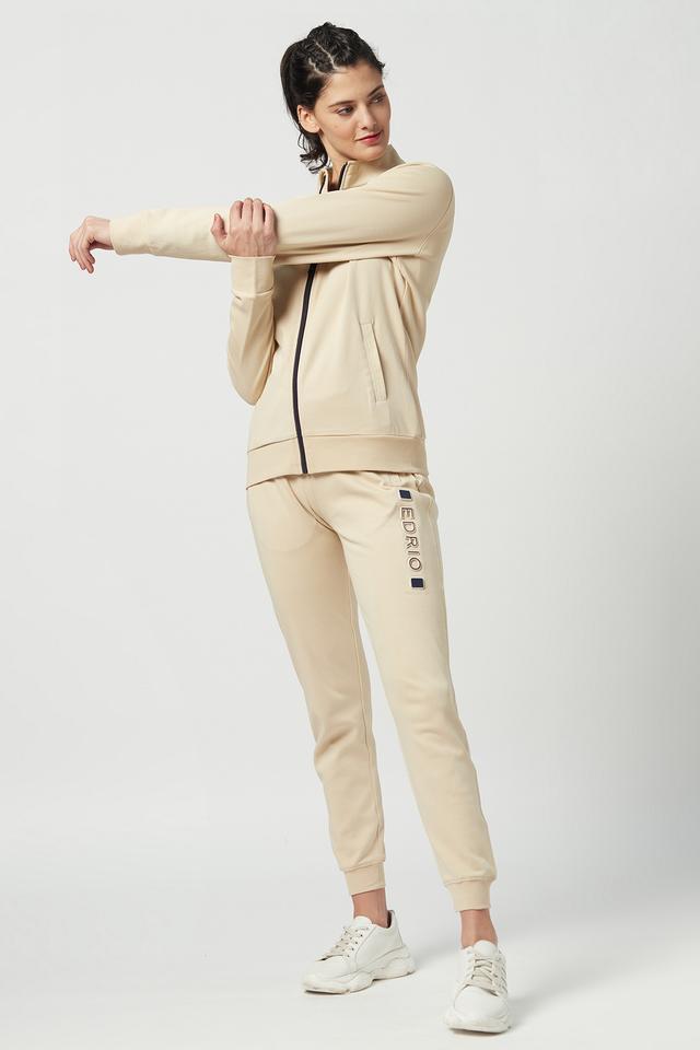 solid cotton regular fit womens tracksuit