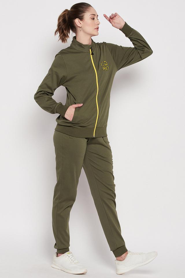 solid cotton regular fit womens tracksuit