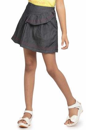 solid cotton regular girls skirts - grey