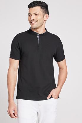 solid cotton regular mens t-shirt - black