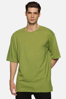 solid cotton relaxed fit men's casual wear shirt - green
