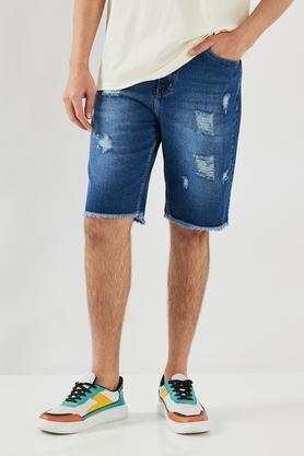 solid cotton relaxed fit men's shorts - ice