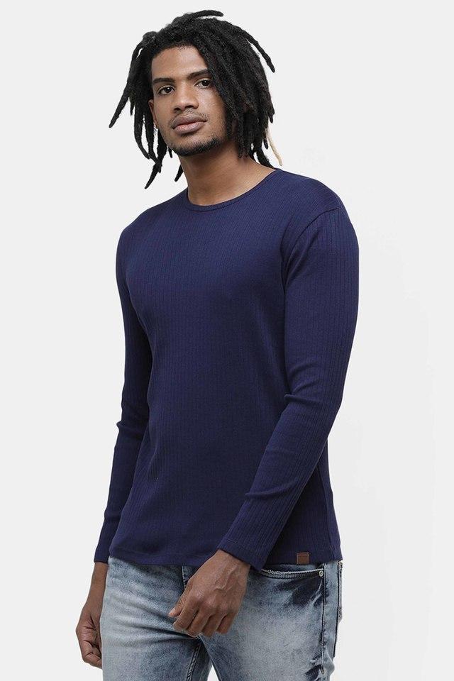 solid cotton rib regular fit mens t-shirt