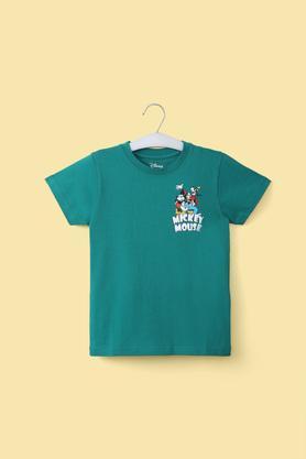 solid cotton round neck boy's t-shirt - green