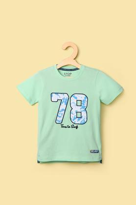 solid cotton round neck boy's t-shirt - green