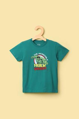 solid cotton round neck boy's t-shirt - green