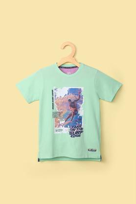 solid cotton round neck boy's t-shirt - green