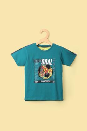 solid cotton round neck boy's t-shirt - green