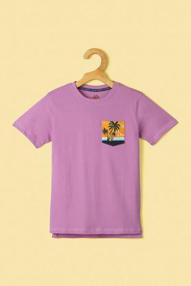 solid cotton round neck boy's t-shirt - lilac