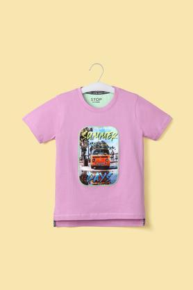 solid cotton round neck boy's t-shirt - purple