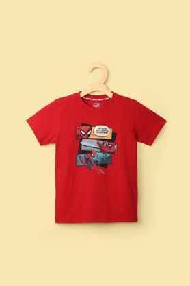 solid cotton round neck boy's t-shirt - red