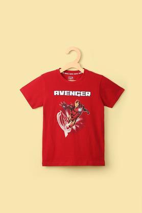 solid cotton round neck boy's t-shirt - red