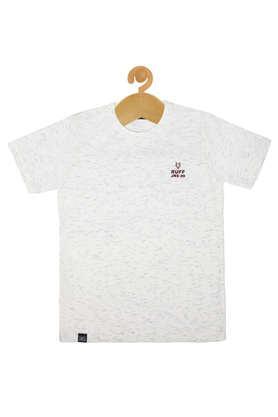 solid cotton round neck boys t-shirt - acorn