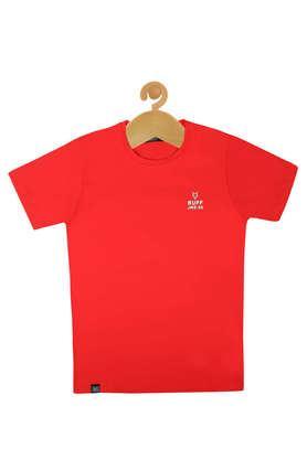 solid cotton round neck boys t-shirt - carrot
