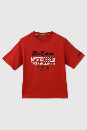 solid cotton round neck boys t-shirt - dark_red