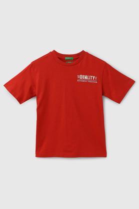 solid cotton round neck boys t-shirt - dark_red