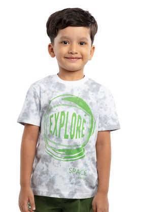 solid cotton round neck boys t-shirt - grey