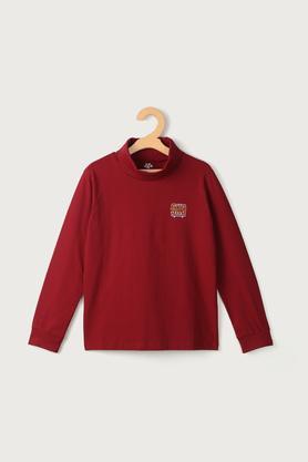 solid cotton round neck boys t-shirt - maroon