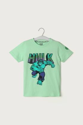 solid cotton round neck boys t-shirt - mint