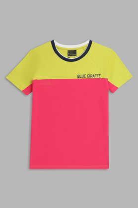 solid cotton round neck boys t-shirt - pink