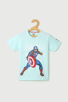 solid cotton round neck boys t-shirt - sea green