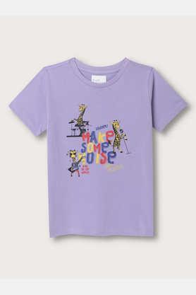 solid cotton round neck boys t-shirt - violet