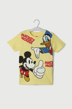solid cotton round neck boys t-shirt - yellow