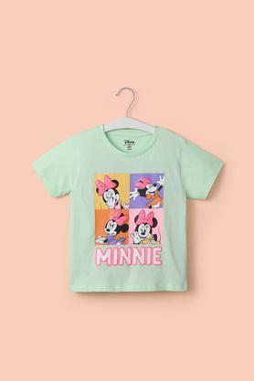 solid cotton round neck girl's t-shirt - green