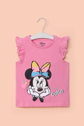 solid cotton round neck girl's t-shirt - pink
