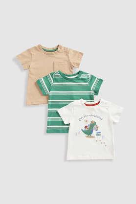 solid cotton round neck infant boys t-shirt - green