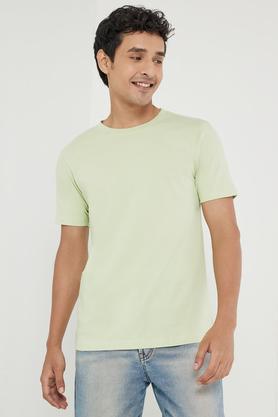 solid cotton round neck men's t-shirt - apple green