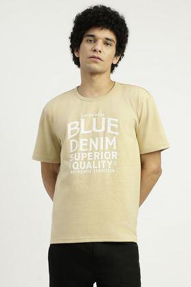 solid cotton round neck men's t-shirt - brown