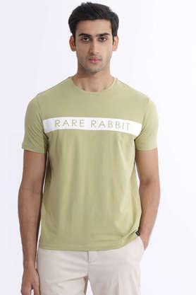 solid cotton round neck men's t-shirt - green