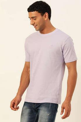 solid cotton round neck men's t-shirt - lavender