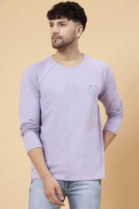 solid cotton round neck men's t-shirt - light purple