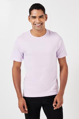solid cotton round neck men's t-shirt - lilac