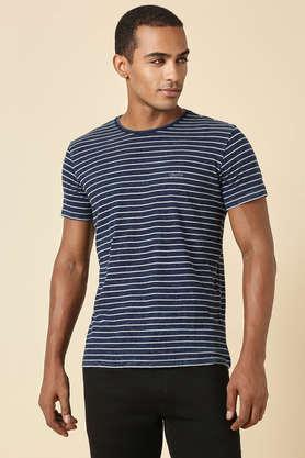 solid cotton round neck men's t-shirt - navy