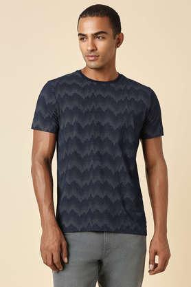 solid cotton round neck men's t-shirt - navy