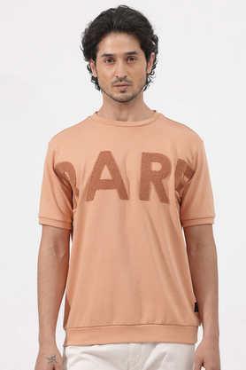 solid cotton round neck men's t-shirt - orange